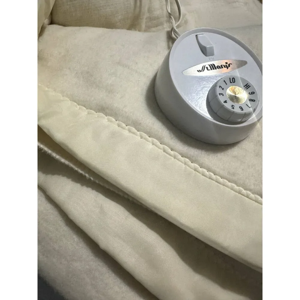 Vintage St. Mary's Heated Electric Blanket Full Size Automatic Cream Satin Trim - Picture 3 of 7